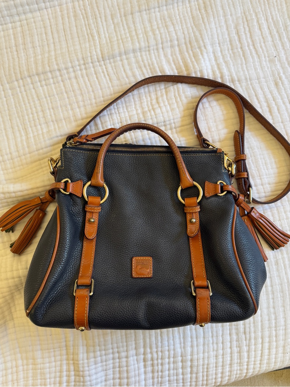 Dooney & Bourke Navy Leather Satchel Bag